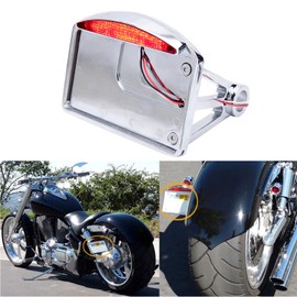 Chrome Motorcycle Mount LED License Plate Tail Light Bracket Tail lights Compatible with Harely Honda Bobber Chopper