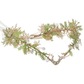 MOSTORY Woodland Flower Elf Crown - Floral Moon Headpiece for Forest Fairy Costume Women, Elven Leaf Circlet for Renaissance Faire Accessories Fantasy Fairycore Outfit Cosplay