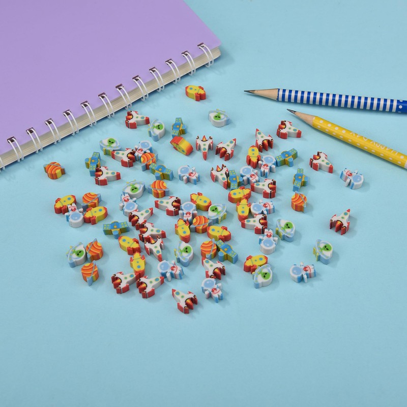 300PCS Mini Cute Pencil Erasers for Kids (Outer Space, Small)