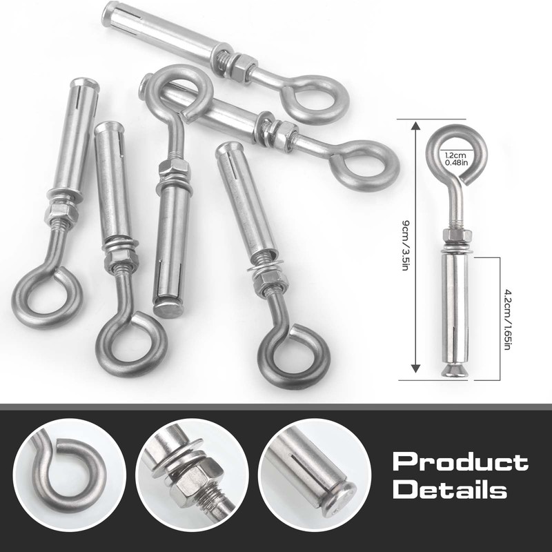AccEncyc M6 Concrete Wall Hook 304 Stainless Steel Expansion Hook