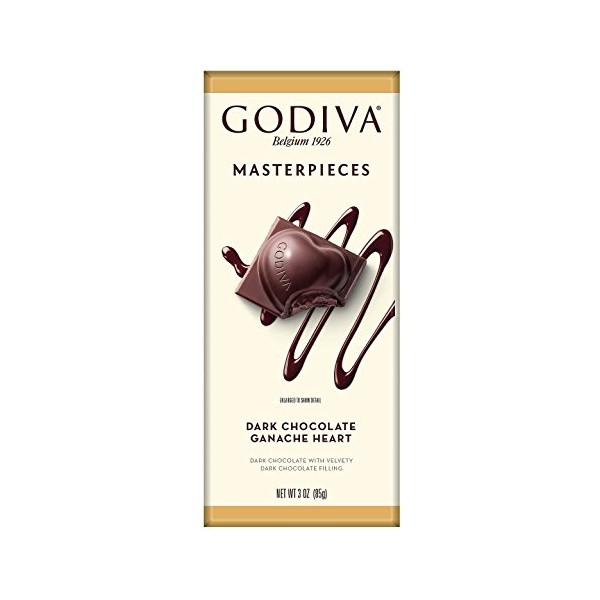 Godiva Chocolatier Dark Chocolate Ganache Heart Masterpieces Tablet, Valentines Day Gift Gift, 3 oz