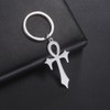 CQHODFYA Coptic Ankh Cross Keyring, Egyptian Keyring with Stainless Steel