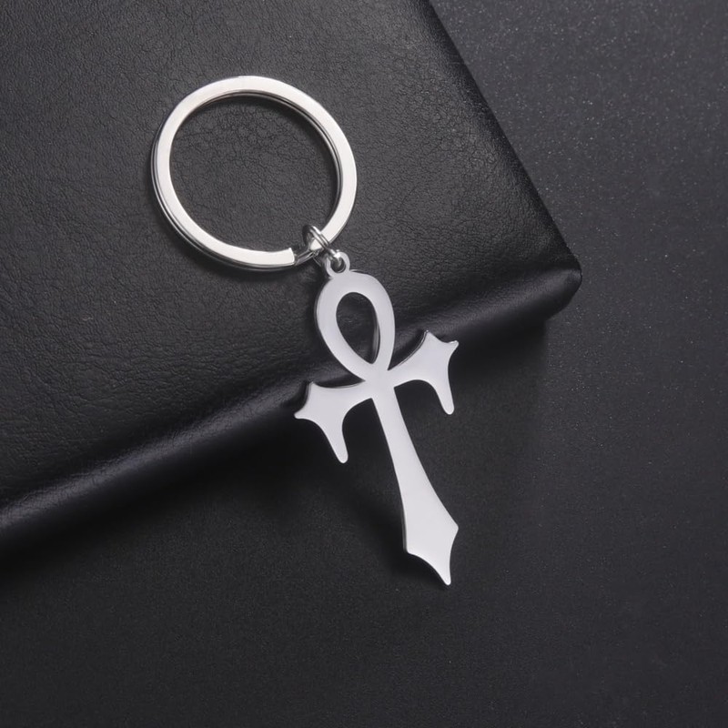 CQHODFYA Coptic Ankh Cross Keyring, Egyptian Keyring with Stainless Steel