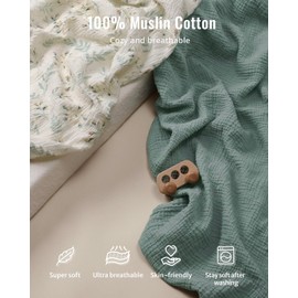 Blissful Diary Blissful Diary Muslin Baby Changing Pad with Waterproof Lining Foam, Diaper Changing Table Pad with Cover for Dressers (Botanical Leaf, Rectangular)