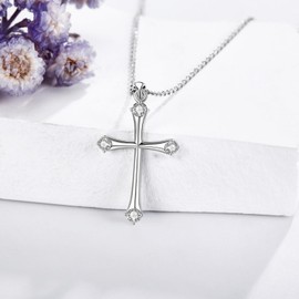 SHEAISRS Sterling Silver Cross Necklaces for Women Cross Pendant Necklace Zircon Necklace Birthday Christmas Mothers Day Jewelry for Her