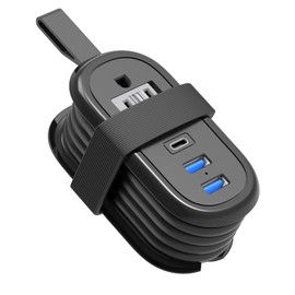 BEVA 4FT Travel Power Strip with USB C Ports, Non Surge Protector Small Power Strip with Flat Plug Travel Extension Cord, 2 Outlets 3 USB Ports(1 USB C), Travel Cruise Essentials(Black 3.4A)