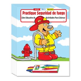 ZoCo - Practique Seguridad de Fuego - Kids Educational Coloring Books in Spanish, en Espanol (25 Bulk Pack, with Crayons) - Fire Safety Handout - Libro con Juegos, Puzzles, Activities for Kids