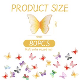 HINFHI 80 Pieces Of Colorful Three-Dimensional Mini Butterfly, Cute Mini, Exquisite Resin Nail Stickers, Creative Mini Accessories, Diy Artistic Nail Art Decoration.