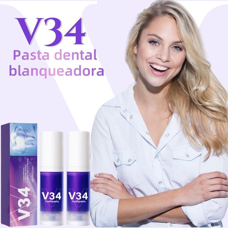 Purple Teeth Whitening Toothpaste, 2 Pieces, 30 ml Toothpaste for