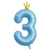 40 Inch Blue Conjoined Crown Number 3 Balloons, 3rd Birthday