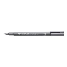 STAEDTLER Metallic brush marker, brush tip, line width 1-6 mm, opaque on light and dark paper, easy to wipe off smooth surfaces, 10 pens, silver, 8321-81