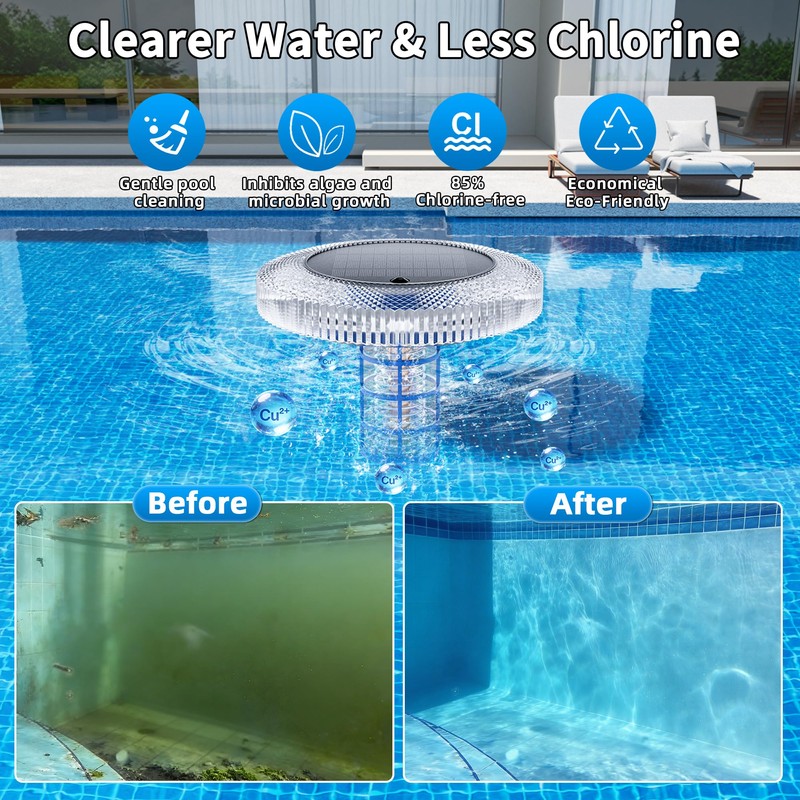 Solar Pool Ionizer Floating Light Copper Ionizer with Remote Control