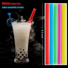 ALINK ALINK Assorted Bright Colors Jumbo Smoothie Straws, Wide Plastic Disposable Straws, Pack of 100 Pieces