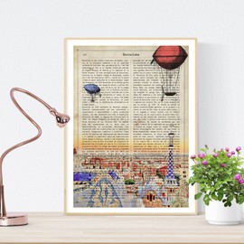 Nacnic Print City of Barcelona. Vintage style. Illustration, photography and collage with the history of Barcelona. Poster size A4 printed on paper