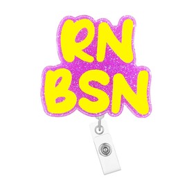 Arakulago RN BSN Badge Reel Retractable Registered Nurse Badge Holder with ID Clip Accessories Nurse Nursing Funny CNA Name Badge Clip Medical Assistant Doctor Glitter Pink Acrylic Badge Reels Gt12l
