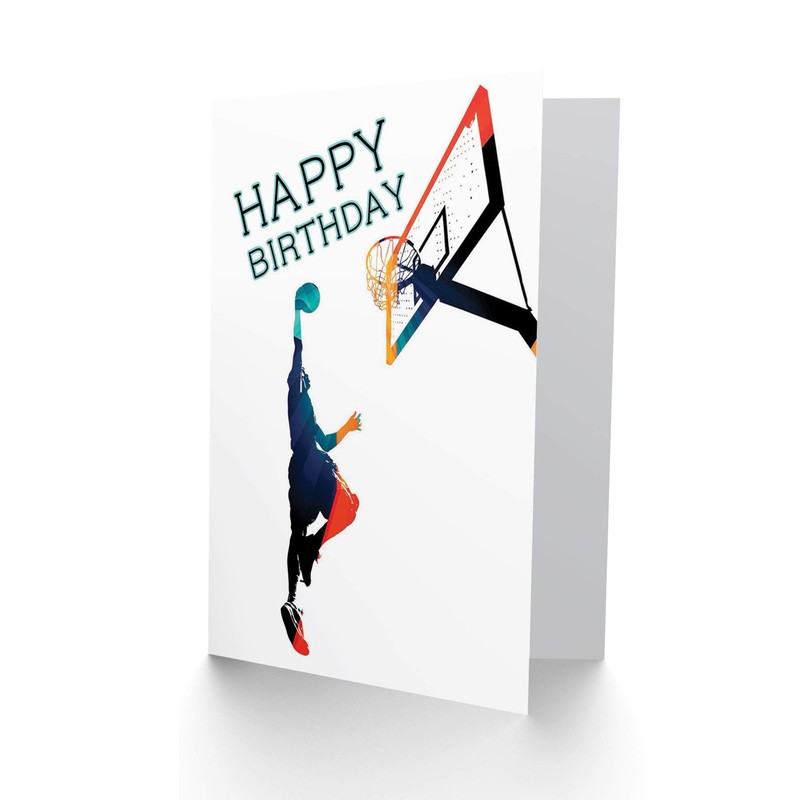 Wee Blue Coo Basketball Birthday Greeting Card - Slam Dunk