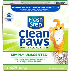 Fresh Step Clean Paws Simply Unscented Clumping Cat Litter, 22.5 lbs.