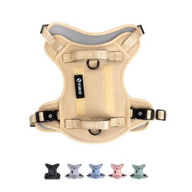2025 New Edition, Fei & Eve Classic Dog Harness - Quick-Release Buckles | 3-Point No-Pull Control | Heavy-Duty 900D Nylon | Dual Safety Handles | Breathable Mesh | Adjustable Fit | Small,Champagne