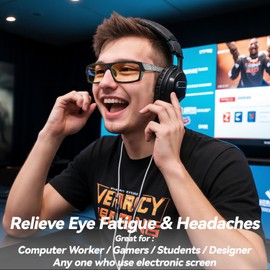 MVICRDU Gaming Glasses Computer Blue Light Blocking Glasses, Filter 99% Blue Light, Relieve Eyestrain, Improve Sleeping