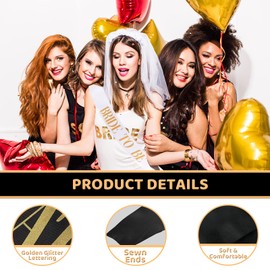 ANGREEL 12Pcs Bride to Be Sashes, Bachelorette Party Sash Set with 1pcs White Bride to Be Sash + 11pcs Black Bridesmaid Sashes for Glitter Team Bridal Shower Party Wedding Favors Bachelorette Decor