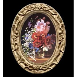 Unbranded Oval Floral Still Life Miniature Dollhouse Picture