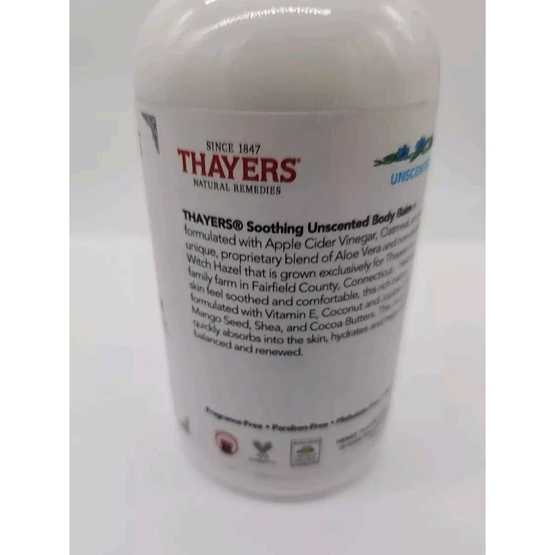 Thayers Soothing Body Balm Unscented 8 oz w/ Witch Hazel,