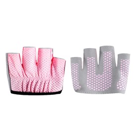 HEEPDD Yoga Pilates Gloves, 4 Fingers Breathable Elastic Band Anti Slip Short Micro Workout Gloves Palm Protection for Women for Body Balance (Pink S 17.5cm / 6.9in)