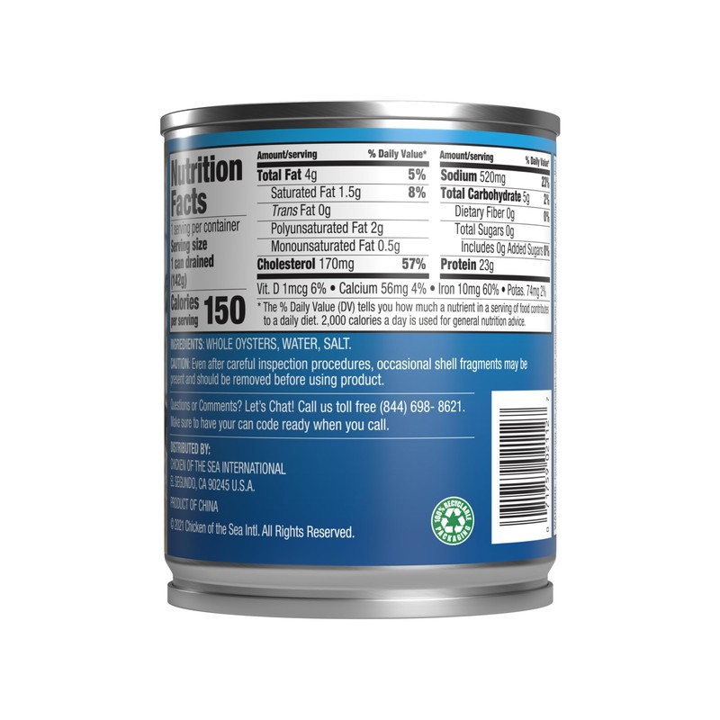 Pacific Pearl Whole Oysters 8 oz Can (Pack of 12)