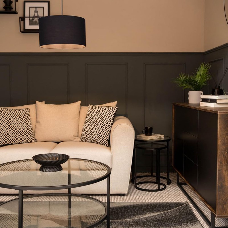 MiniSun | Medium Modern Navy Blue Fabric Drum Light Shade
