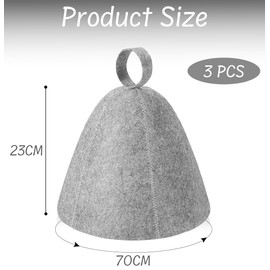 xianxikaitech 3 Pcs Sauna Hat for Women and Men, Felted Steam Room and Home Sauna Accessories, Heat Resistant Sauna Cap with Grey Color (3-Pack)
