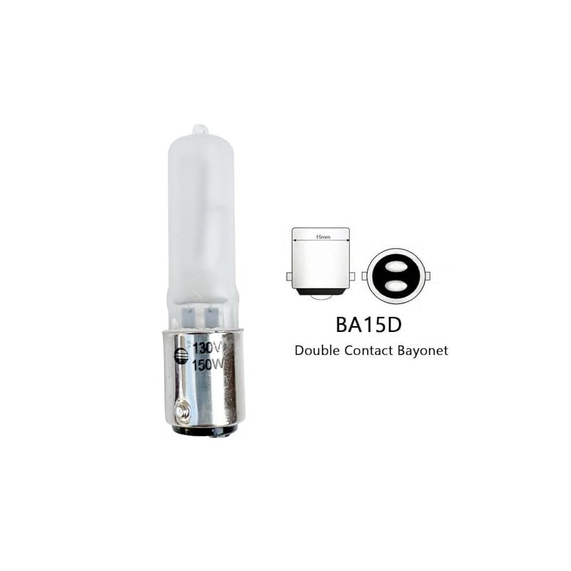 150 Watt 130V BA15d Bayonet Base Frosted JD-Type Halogen Bulbs
