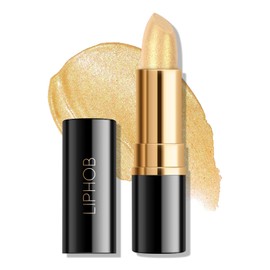 KYDA Golden Shimmer Lipstick, Metallic Pearl Lipstick, Lasting Non-sticky Glitter Lips Color, High Glossy Lips Makeup for Women, Golden Luster