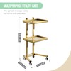 Multifunctional 2-Tray Utility Cart on Wheels - Gold 2-Level Medical