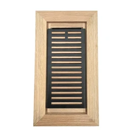 Red Oak Wood Flush Mount Floor Register Vent Cover, 2-1/4 x 12 Inch (Duct Opening), 3/4 Inch Thickness, with Damper, Unfinished