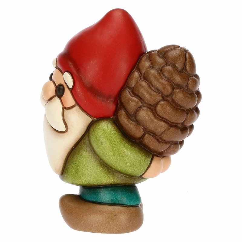 THUN, Oliver Gnome with Ceramic Pine Cones, Hand Decorated, Magic