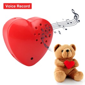 Dictaphone for Cuddly Toy, Soft Toy, 30 Seconds Recording, Recordable Sound Module, Heart-Shaped Voice Recorder, Voice Box for Talking, Toy Accessories, Recorder for Stuffed Toy, DIY (Red)