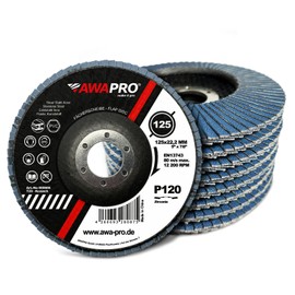 AWAPRO Serrated Disc, Diameter 125 mm, Grain 120, Pack of 5, Blue Zircon for Metal, Steel, Stainless Steel, Sanding Discs, Flap Sanders