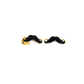 Chic-Net Brass Brass 12 mm Gold Moustache Enamel Stud Earrings – Nickel Free black