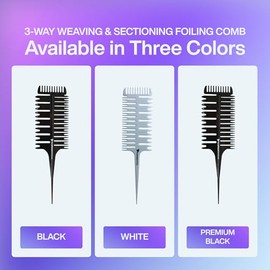 ProStylingTools® Peine de tejido y seccionado de 3 vías, herramienta para colorear y resaltar el cabello, peine de cola de rata de diente ancho con la