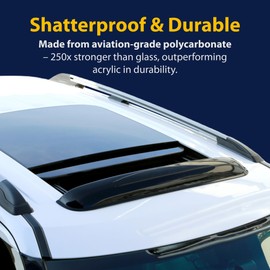 Goodyear Shatterproof Sunroof Wind Deflector 37.8", Tinted Sun and Moonroof Visor for Deflecting Noise, Rain, and Windy Weather, Car Accessories, Sun Shade Light Tint - GY004900