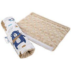 Medi Partners Seat Belt Pad/Shoulder Pad for Car, 17 x 22 cm, Baby, 100% Cotton, Minky, Double-Sided Car Belt, Seat Belt Protection, Sports Pram, Scrub (Boho Animals with Beige Minky)