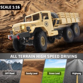 Spobot RC Military Truck - 6x6 Road Remote Control Car - 4WD Remote Control Truck with 2 Batteries All Terrain Rock Army Transport Vehicle Toy for Kids Children Boy Gift