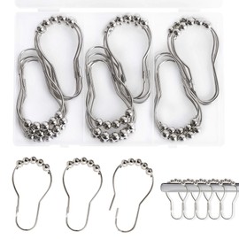 DesertBoy Pack of 40 Shower Curtain Rings, Shower Curtain Hooks, Shower Curtain Rings, Hanging Ring with Sliding System for Bathroom, Living Room, Bedroom, Kitchen (Silver)