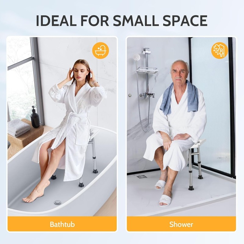Hiqufet Shower Chair for Inside Shower(500lb), 5 Height Adjustable Shower