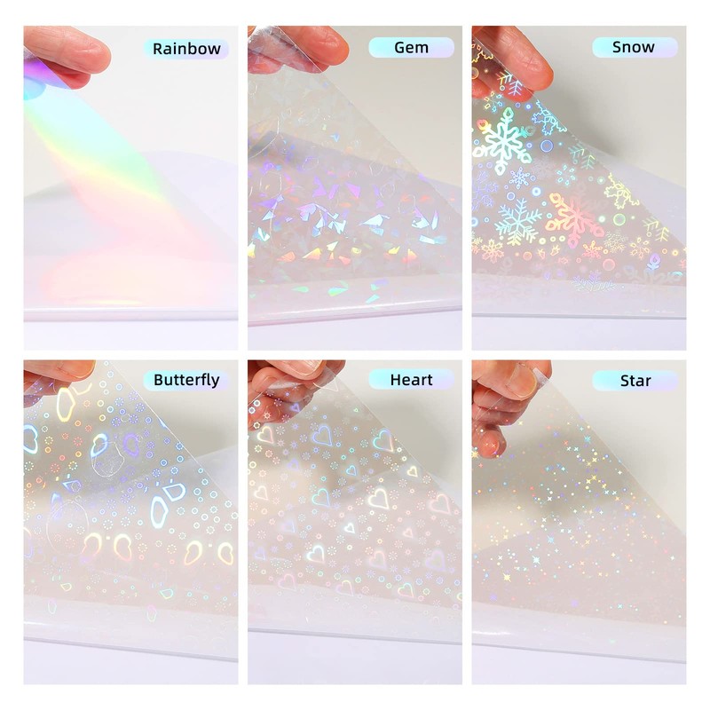 36 Sheets Holographic Sticker Paper, Clear Vinyl Sticker Laminate Film