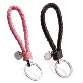 Key Fob | Key Pendant Organiser | Leather Stainless Steel Jewellery Pendant | Women & Men | Keyring Car, Leather