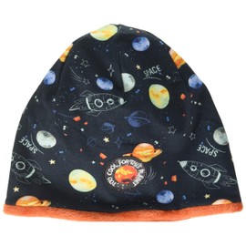 maximo Mini Boy Beanie, Fire Engine Reversible, Double Reversible, Dark Navy-Orange-Space