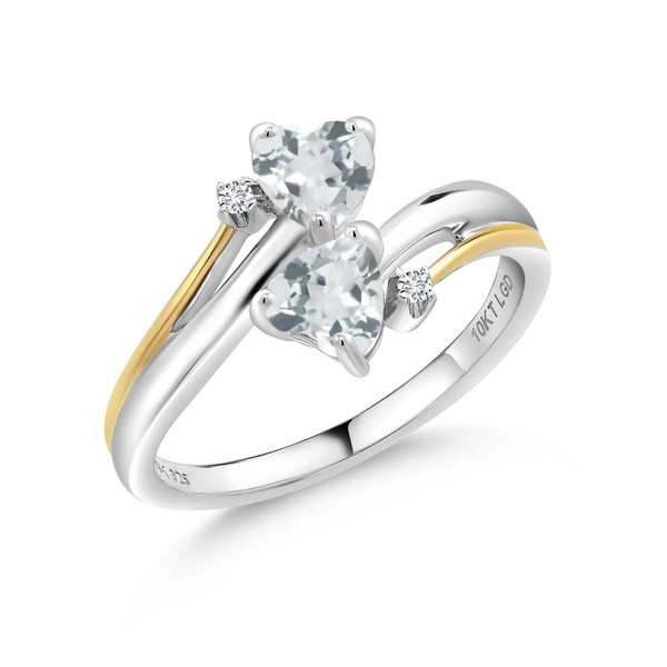 925 Silver and 10K Yellow Gold Sky Blue Aquamarine and