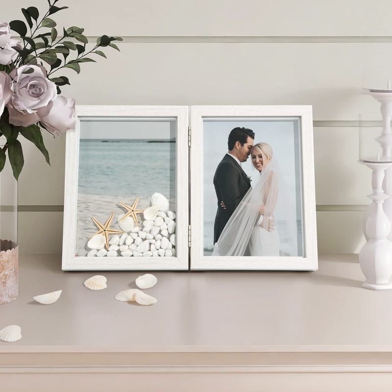 Afuly Photo Frame, 2 Sides, 2 Ls, White Photo Frame,