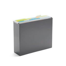 Poppin Hanging File Organizer - File Folder Organizer for Hanging Files, Open Top Design for Easy Access, Lacquer-like Finish, Stylish Design, Ideal File Organizer for Desk (Dark Gray)